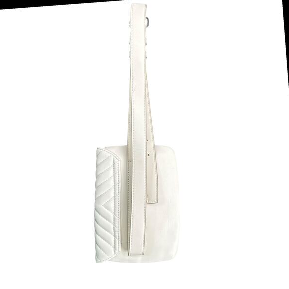 Sam Edelman Hallie‎ White Quilted Pattern Adjustable Strap Metal Logo Belt Bag - Picture 2 of 9